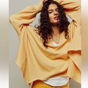 We The Free Mustard V-Neck Sweater
